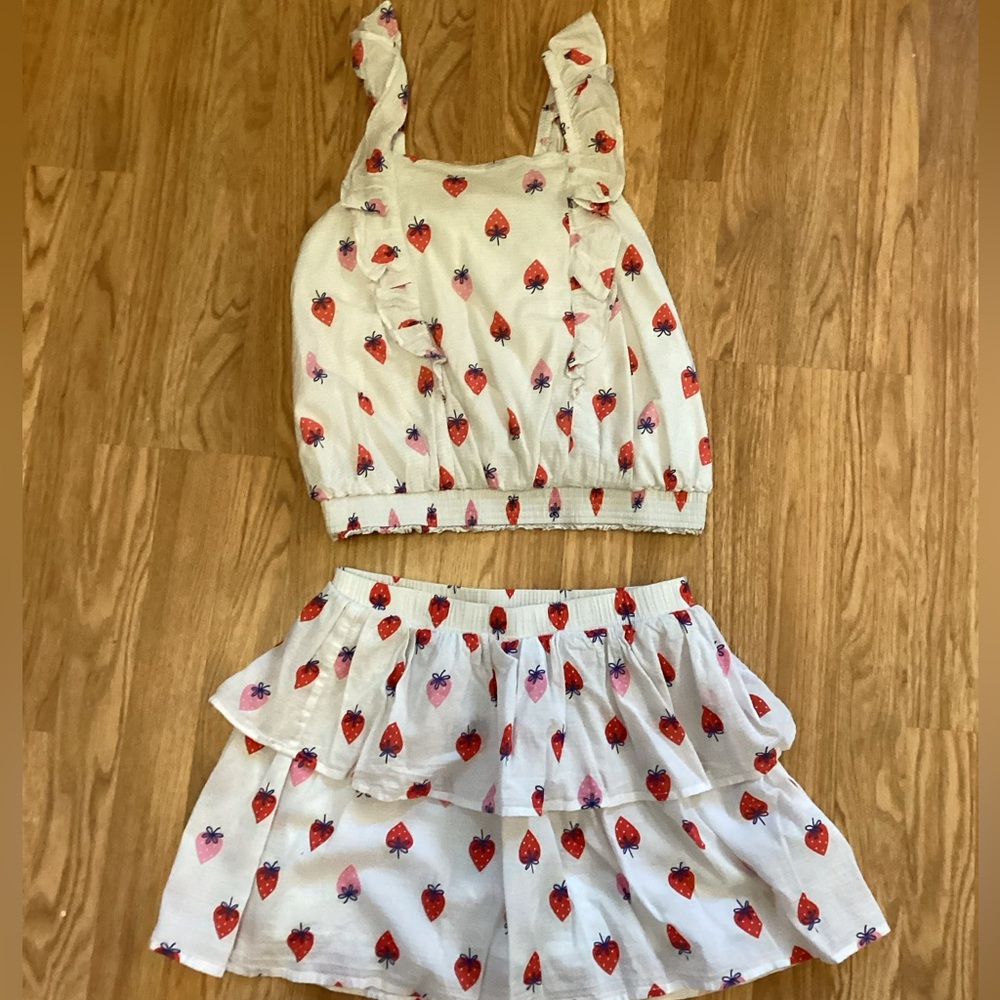 Cat & Jack Light Pink and White Strawberry Matching Set